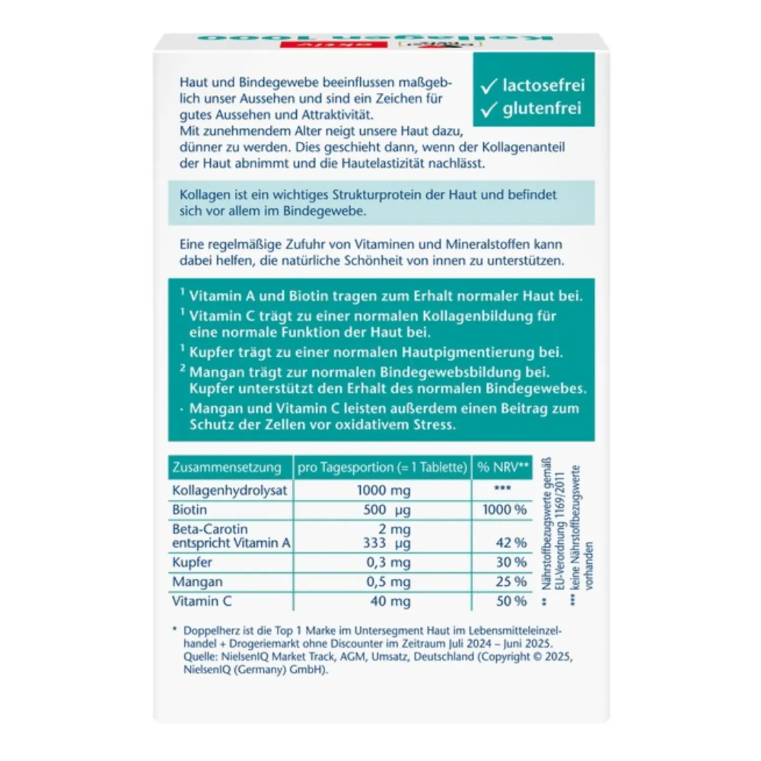 Doppelherz Aktiv Kolagen 1000 + biotin + betakaroten, tablete (30 tablet)